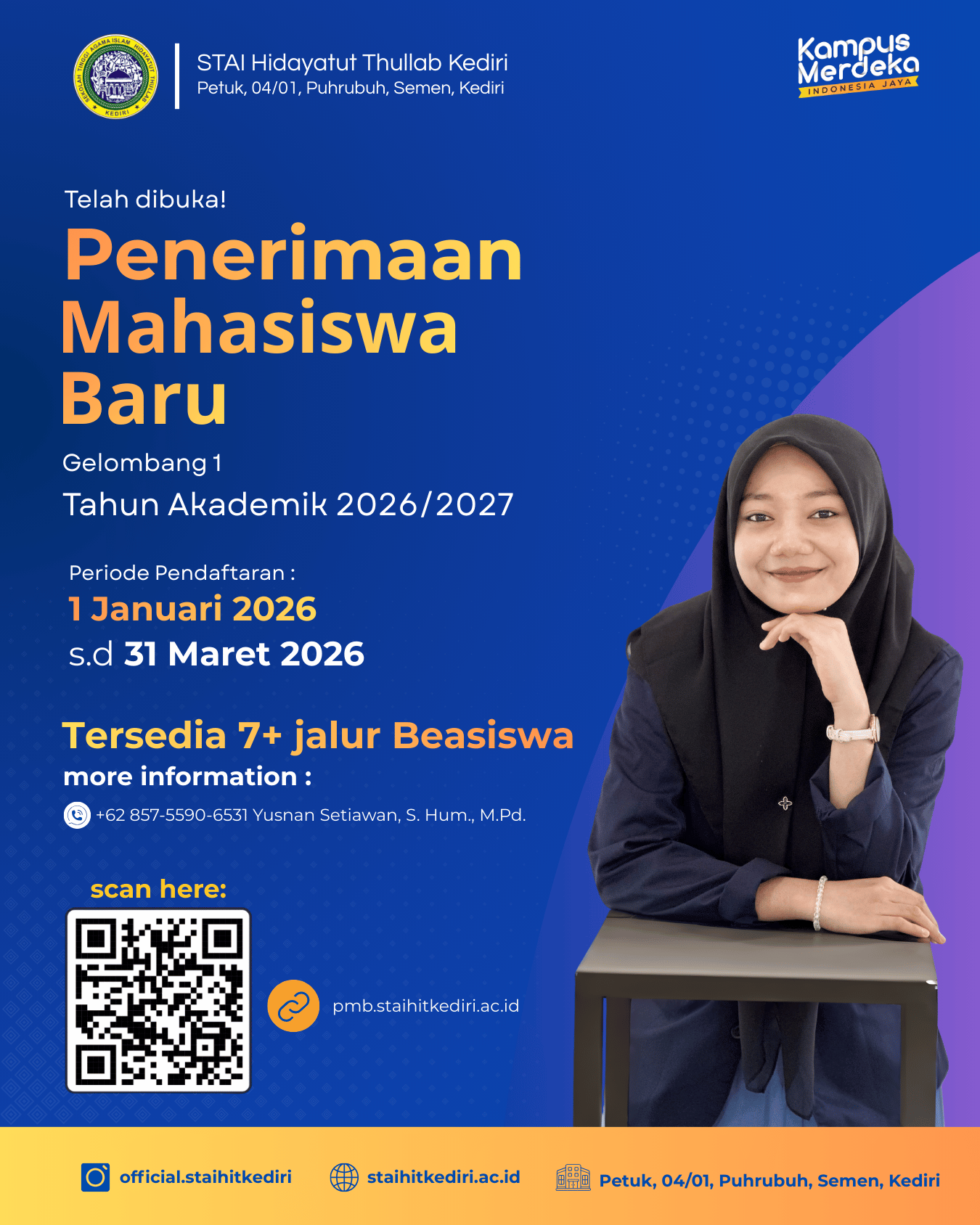 Penerimaan Mahasiswa Baru T.A. 2026/2027: STAI Hidayatut Thullab Kediri Buka 6 Jalur Beasiswa Kuliah